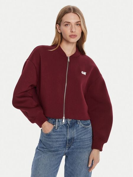 Calvin Klein Jeans Kurtka bomber LV047C524G Bordowy Oversize. Czerwone kurtki damskie Calvin Klein Jeans, xl, bez wzorów, z jeansu, bez kaptura. Za 749.99 zł.