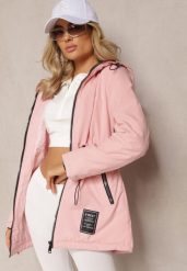 Różowa Parka Kurtka Taliowana z Kapturem i Ściągaczkami Anivri. Czerwone kurtki damskie Renee, l, bez wzorów, z kapturem. Za 159.99 zł.