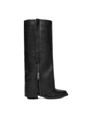 G-Star Raw Kozaki EO-YUKI-25FW65 Czarny. Czarne kozaki damskie G-Star Raw, ze skóry, bez obcasa, na płaskiej podeszwie, bez zapięcia. Za 469.99 zł.