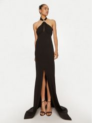 Elisabetta Franchi Sukienka wieczorowa AB-71-747E2-V640 Czarny Regular Fit. Czarne sukienki damskie Elisabetta Franchi, bez wzorów, z wiskozy, wizytowe, bez ramiączek. Za 1,199.00 zł.