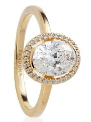 Pandora Pozłacany pierścionek z cyrkoniami rozmiar: 54. Żółte pierścionki damskie Pandora, z cyrkonią, pozłacane. Za 371.45 zł.
