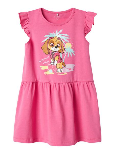 NAME IT Sukienka codzienna 13240701 Różowy Regular Fit. Czerwone sukienki dziewczęce Name it, bez wzorów, z bawełny, bez ramiączek, proste. Za 49.99 zł.