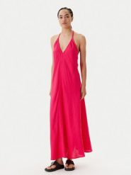 United Colors Of Benetton Sukienka letnia 4AGHDV0BF Różowy Regular Fit. Czerwone sukienki damskie United Colors Of Benetton, bez wzorów, ze lnu, bez ramiączek. Za 309.99 zł.