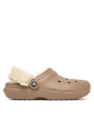 Crocs Klapki Classic Lined Clog 211396 Beżowy. Brązowe klapki damskie Crocs, bez wzorów, z tworzywa sztucznego, bez obcasa, bez zapięcia. Za 259.99 zł.