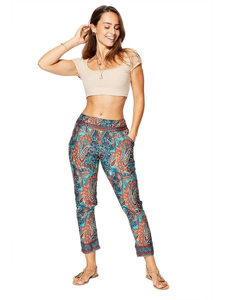 Aller Simplement Spodnie w kolorze turkusowo-niebiesko-czerwonym rozmiar: 38/40. Niebieskie spodnie materiałowe damskie Aller Simplement, bez wzorów, z materiału. Za 83.42 zł.