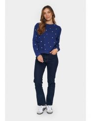 SAINT TROPEZ Sweter "Zagna" w kolorze granatowo-białym rozmiar: L. Białe swetry klasyczne damskie Saint Tropez, l, bez kołnierzyka. Za 104.14 zł.