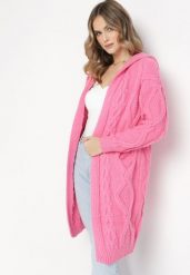 Różowy Niezapinany Długi Kardigan z Kapturem Wanharice. Czerwone kardigany damskie Born2be, m, bez wzorów. Za 129.99 zł.
