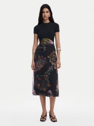 Desigual Sukienka codzienna Paisley 25SWVK32 Czarny Regular Fit. Czarne sukienki damskie Desigual, bez wzorów, z syntetyku, bez ramiączek. Za 479.99 zł.
