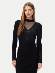 Guess Sweter W5RR15 Z2Y50 Czarny Regular Fit. Czarne swetry klasyczne damskie Guess, xs, z syntetyku, bez kołnierzyka. Za 229.99 zł.