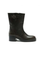 Frank Daniel Skórzane botki w kolorze brązowym rozmiar: 39. Brązowe botki damskie Frank Daniel, eleganckie, bez obcasa, bez zapięcia. Za 314.01 zł.