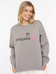 Zwillingsherz Bluza "Zwillingsherz Logo" w kolorze szarym rozmiar: M. Szare bluzy damskie Zwillingsherz, m, bez wzorów, bez kaptura. Za 245.96 zł.