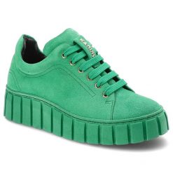 Zielone Półbuty Karino Wygodne Skórzane Buty Damskie. Zielone półbuty damskie Karino, bez wzorów, z denimu, bez obcasa, na obcasie, bez zapięcia. Za 389.00 zł.
