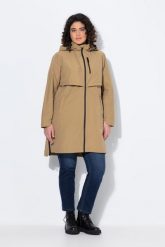 Damskie parka boczne rozcięcia na zamek kaptur kieszenie na zamek. Brązowe parki damskie Ulla Popken, plus size, z bawełny, bez kaptura. Za 719.99 zł.