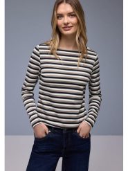 Street One Koszulka w kolorze granatowo-szarobrązowym rozmiar: 46. Brązowe bluzki damskie Street One, bez wzorów, z bawełny, street, bez kołnierzyka, bez ramiączek. Za 79.77 zł.