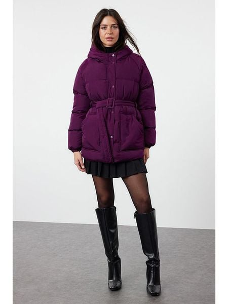 Trendyol Kurtka pikowana w kolorze fioletowym rozmiar: XL. Różowe kurtki damskie Trendyol, xl, bez wzorów, z tkaniny, bez kaptura. Za 109.26 zł.