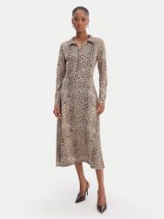 Morgan Sukienka koszulowa 261-RINGO Beżowy Regular Fit. Brązowe sukienki damskie Morgan, bez wzorów, z syntetyku, bez ramiączek. Za 399.99 zł.