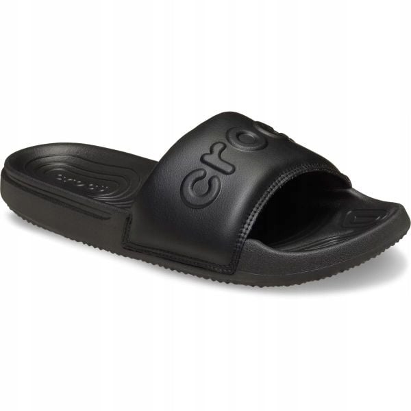 Klapki Dla Dorosłych Crocs All Day Slide. Czarne klapki damskie Crocs, bez wzorów, z materiału, bez obcasa, bez zapięcia. Za 139.99 zł.