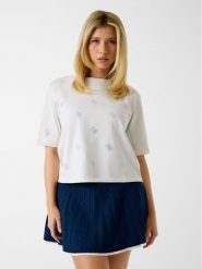 Guess T-Shirt 182440 Biały Classic Fit. Białe t-shirty damskie Guess, xs, z aplikacjami, bez kołnierzyka. Za 214.99 zł.