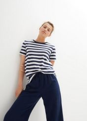 T-shirt z okrągłym dekoltem, z bawełny (2 szt.). Białe t-shirty damskie bonprix, bez wzorów, z bawełny, bez kołnierzyka. Za 69.98 zł.