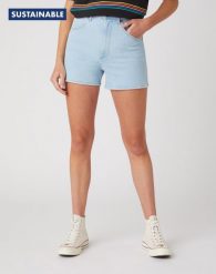 DAMSKIE SZORTY JEANSOWE WRANGLER MOM SHORT CLOUD NINE W22D-ZH-25E 112127804. Szorty damskie Wrangler, bez wzorów, z jeansu. Za 169.99 zł.