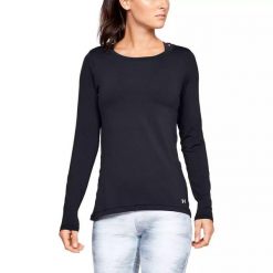 Koszulka damska Under Armour HG Armour Long Sleeve. Czarne koszulki damskie Under Armour, bez wzorów, bez kołnierzyka, bez ramiączek. Za 119.99 zł.