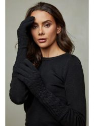 Soft Cashmere Rękawiczki w kolorze czarnym rozmiar: onesize. Czarne rękawiczki damskie Soft Cashmere, bez wzorów, prążkowane. Za 86.99 zł.