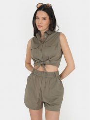 Brave Soul Koszula LWT-548ELIZABETH Khaki Straight Fit. Brązowe koszule damskie Brave Soul, xs, bez wzorów, z bawełny, bez kołnierzyka, bez ramiączek. Za 69.99 zł.