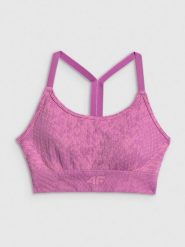 4F Biustonosz treningowy z niskim wsparciem - różowy XL/XXL. Czerwone biustonosze sportowe damskie 4F, bez wzorów, z dzianiny. Za 119.99 zł.