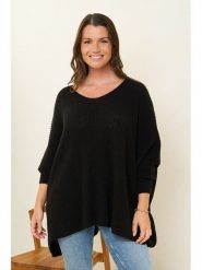 Curvy Lady Sweter w kolorze czarnym rozmiar: 48/50. Czarne swetry klasyczne damskie Curvy Lady, z asymetrycznym kołnierzem. Za 146.95 zł.
