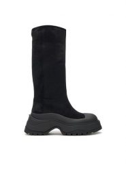 Bronx Kozaki 14367-C Czarny. Czarne kozaki damskie Bronx, z materiału, bez obcasa, na płaskiej podeszwie, bez zapięcia. Za 599.99 zł.