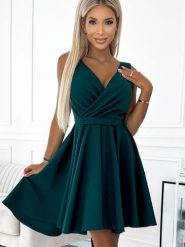 Sukienka Model Maya 478-3 Bottle Green - Numoco. Zielone sukienki damskie NUMOCO, bez wzorów, z elastanu, bez ramiączek. Za 472.54 zł.