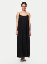 Pieces Sukienka letnia Pia 17151884 Czarny Loose Fit. Czarne sukienki damskie Pieces, bez wzorów, ze lnu, bez ramiączek. Za 129.99 zł.