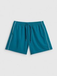 4F Spodenki plażowe damskie - turkusowe XL. Niebieskie spodenki sportowe damskie 4F, l, bez wzorów, z dresówki, na fitness i siłownię. Za 99.99 zł.