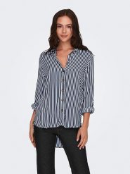 JDY Bluzka w kolorze granatowym rozmiar: S. Niebieskie bluzki damskie JDY, s, bez wzorów, z wiskozy, klasyczne, bez kołnierzyka, bez ramiączek. Za 73.95 zł.