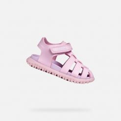 Sandały GEOX B SANDAL FUSBETTO GI Rose. Czerwone sandały damskie Geox, bez wzorów, z syntetyku, bez obcasa, bez zapięcia. Za 178.99 zł.