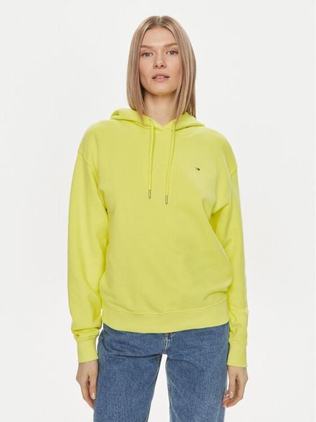 Tommy Hilfiger Bluza Flag WW0WW41245 Żółty Regular Fit. Żółte bluzy damskie Tommy Hilfiger, s, bez wzorów, z bawełny, bez kaptura. Za 399.99 zł.