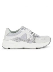 Geox Sneakersy "Topazio" w kolorze srebrno-szarym rozmiar: 37. Białe obuwie sportowe damskie Geox, z gumy, bez zapięcia. Za 191.42 zł.