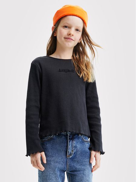Desigual Bluzka Alejandra 22WGTK07 Czarny Regular Fit. Czarne bluzki i koszule dziewczęce Desigual, bez wzorów, z bawełny, bez kołnierzyka, bez ramiączek. Za 89.99 zł.