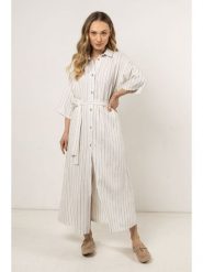 Awama Sukienka w kolorze kremowym rozmiar: M. Brązowe sukienki damskie Awama, bez wzorów, bez ramiączek. Za 222.99 zł.