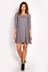 Szara Sukienka Mini z Patkami Imitującymi Kieszenie. Szare sukienki damskie Lou-Lou, bez wzorów, z elastanu, wizytowe, bez ramiączek. Za 159.00 zł.