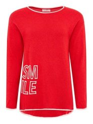 Zwillingsherz Sweter "Smile" w kolorze czerwonym rozmiar: S. Czerwone swetry klasyczne damskie Zwillingsherz, s, z kaszmiru, bez kołnierzyka. Za 190.97 zł.