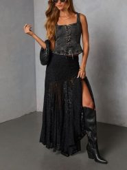 LA Angels Spódnica w kolorze czarnym rozmiar: S. Czarne spódnice damskie LA Angels, na co dzień, s, bez wzorów, z koronki, maxi. Za 173.99 zł.