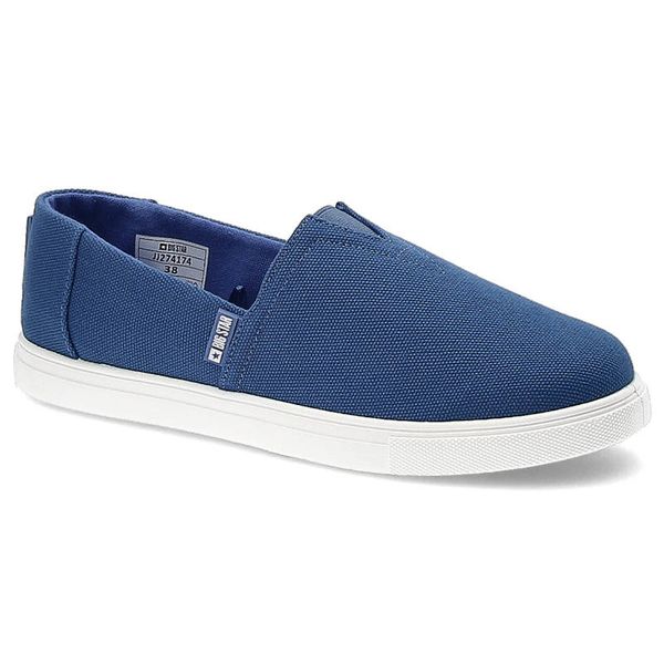 Niebieskie Tenisówki Big Star Wygodne Damskie Buty. Niebieskie trampki damskie Big Star, bez wzorów, z gumy, bez zapięcia. Za 79.00 zł.