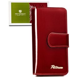 Portfel damski Peterson PTN BC-76116 czerwony. Czerwone portfele damskie Peterson, bez wzorów, ze skóry. Za 109.99 zł.