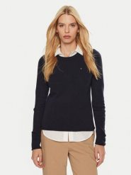 Tommy Hilfiger Sweter WW0WW44161 Granatowy Regular Fit. Niebieskie swetry klasyczne damskie Tommy Hilfiger, m, z wełny, bez kołnierzyka. Za 389.99 zł.