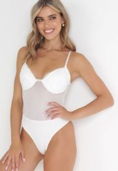 Białe Body z Koronkowymi Wstawkami i Usztywnionymi Miseczkami Thephne. Białe body i gorsety Born2be, bez wzorów, z koronki. Za 109.99 zł.