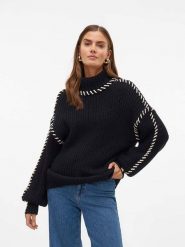 Vero Moda Golf w kolorze czarnym rozmiar: S. Czarne golfy damskie Vero Moda, s, z aplikacjami, bez ramiączek. Za 114.17 zł.