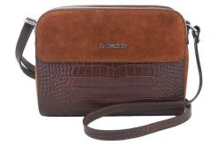 Stylowa torebka crossbody trzykomorowa skórzana - Brązowa. Brązowe torebki klasyczne damskie Barberinis, ze skóry, duże, zamszowe, bez dodatków. Za 266.99 zł.