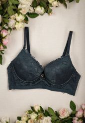Ciemnozielony Koronkowy Biustonosz Push Up Birdietha. Zielone biustonosze Renee, bez wzorów, z koronki. Za 34.99 zł.