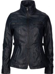 7eleven Skórzana kurtka "Sissy" w kolorze granatowym rozmiar: 42. Niebieskie kurtki damskie 7eleven, bez wzorów, z materiału, bez kaptura. Za 434.99 zł.